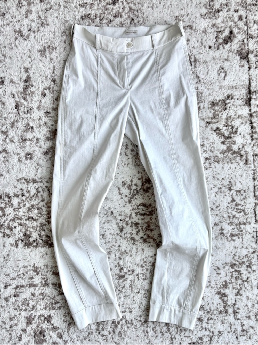Annette Görtz Straight White Cotton Blend Trouser Pants